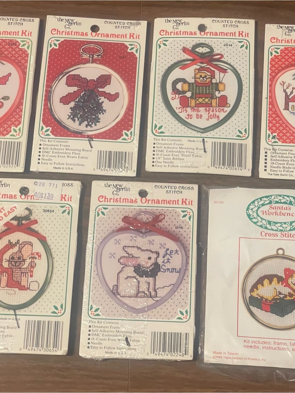 VTG Counted Cross Stitch Christmas Ornament Kits - Assorted Holiday Designs